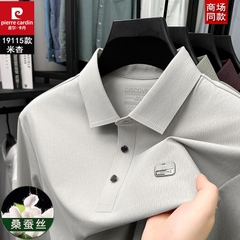 OE658: Áo thun nam cao cấp polo dài tay lụa tơ Pierre Cardin dành cho nam cao cấp trung niên