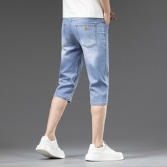 OE714: Quần short denim Tencel dài vừa phải nam cao cấp