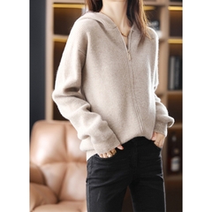 OD525: áo khoác cashmere nữ có khóa kéo len dáng rộng