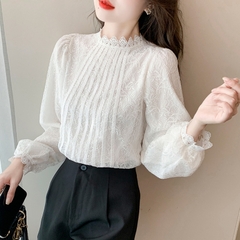 OD486: Áo sơ mi nữ ren trắng nữ tính
