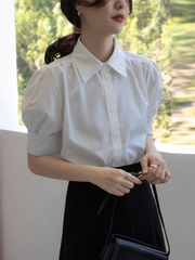OD155: áo sơ mi trắng nữ ngắn tay thiết kế