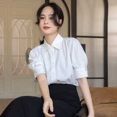 OD155: áo sơ mi trắng nữ ngắn tay thiết kế