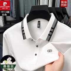 OE658: Áo thun nam cao cấp polo dài tay lụa tơ Pierre Cardin dành cho nam cao cấp trung niên