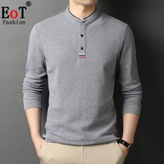 OE286: Áo thun nam cao cấp dài tay cổ đứng cotton dành cho nam cao cấp trung niên