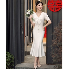 Mã C035: Váy tiệc kiểu Pháp cao cấp nhẹ nhàng sang trọng