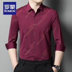 OE654: Áo sơ mi nam cao cấp lụa băng Romon dài tay cho nam cao cấp giới trung niên in họa tiế