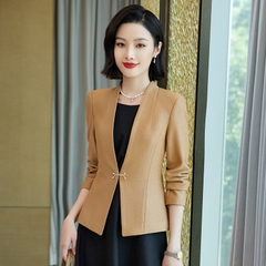 OE417: Áo khoác vest nữ cổ chữ V dài tay