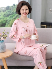 OE529: Bộ đồ ngủ lụa cotton cho phụ nữ SPNN