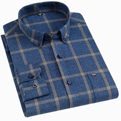 C145: Áo sơ mi nam kẻ sọc nam tay dài cotton cỡ lớn