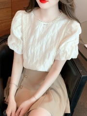 OD014: áo sơ mi nữ trắng ngắn tay Thiết kế