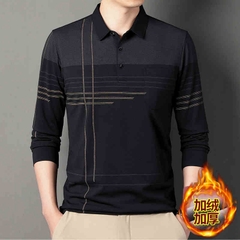 OD1072: Áo thun nam dài tay cotton polo trung niên nam dáng rộng sọc lớn