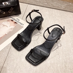OE434: Giày cao gót đế dày kiểu Pháp khóa sandal nữ