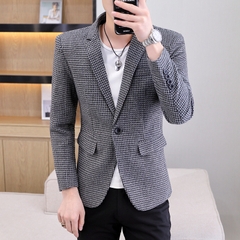 OE466: áo khoác vest nam cao cấp đơn giản kẻ sọc caro mùa xuân thu trẻ trung