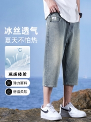 OE670: Quần lửng cho nam cao cấp quần jean nam cao cấp dáng rộng quần short ống đứng cỡ lớn