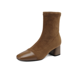 OC886: Giày bốt nữ da lộn mũi nhọn kiểu Pháp Giày bốt Martin