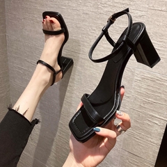 OE434: Giày cao gót đế dày kiểu Pháp khóa sandal nữ