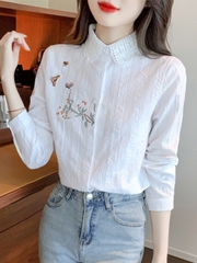 OD094: áo sơ mi nữ phối ren