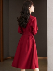 OD044: dress nữ kèm đai màu đỏ sang trọng