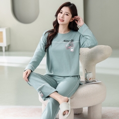 OE523: Bộ đồ ngủ mùa xuân và mùa thu cho nữ SPNN tay dài bằng cotton