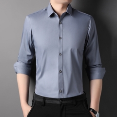 OE252: Áo sơ mi dài tay màu trơn cho nam cao cấp phong cách Hàn Quốc thời trang công sở