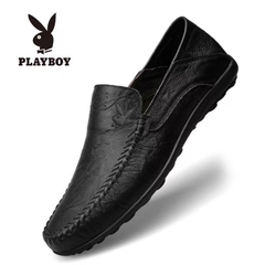 OE302: Giày nam cao cấp Playboy giày mũi tròn giày da giày lười phong cách Hàn Quốc thoải mái