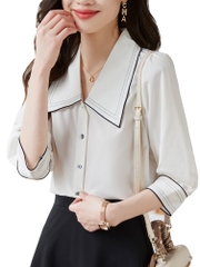 OD035: áo sơ mi nữ cao cấp tay lửng cổ bẻ sang trọng