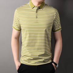 OD329: Áo thun lạnh cotton sợi tằm ngắn tay mùa hè nam sọc atn