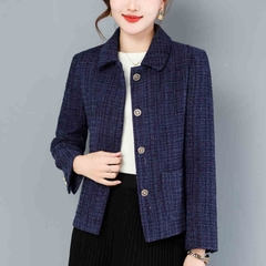 OC480: Áo khoác ngắn thiết kế nữ trung niên mùa xuân cardigan cổ bẻ