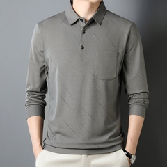 OE947: Áo thun nam trung niên xuân thu dài tay cotton