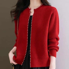 OC251: Áo khoác cardigan nữ dệt kim cổ tròn nữ thanh lịch