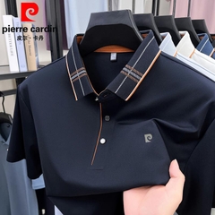 OE662: Áo thun nam cao cấp mùa hè lụa tơ Pierre Cardin tay ngắn ve áo trung niên áo thun POLO