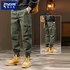 OE137: Quần jogger Woodpecker nam cao cấp phong cách Mỹ quần dài bo gấu