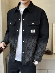 OE153: Áo khoác jean denim họa tiết màu gradient nam cao cấp