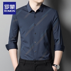 OE654: Áo sơ mi nam cao cấp lụa băng Romon dài tay cho nam cao cấp giới trung niên in họa tiế