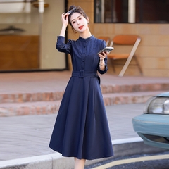 OD601: Đầm dài tay thêu kiểu Pháp giảm béo