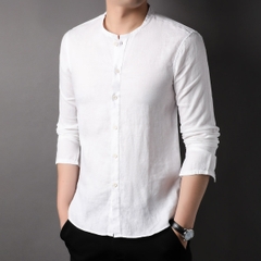 OD301: Áo sơ mi nam cao cấp dài tay vải lanh cổ tròn
