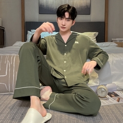OE490: Bộ đồ ngủ nam SPNN mùa hè lưới phong cách tay ngắn cotton