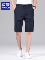 OE693: Quần âu lụa băng đen Romon quần short nam cao cấp