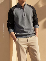 OH088: Áo sweatshirt nam cao cấp cổ đứng, khóa kéo nửa