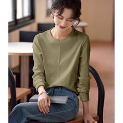 OD106: áo thun nữ dài tay màu trơn cao cấp len sơ mi