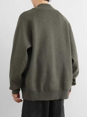 OC395: Áo khoác nam len cardigan cổ áo đứng