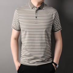 OD329: Áo thun lạnh cotton sợi tằm ngắn tay mùa hè nam sọc atn