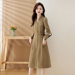 Mã B974: Đầm dài tay cao cấp eo thon dáng sơ mi đẹp kiểu Pháp