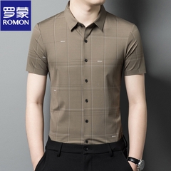 OD274: áo sơ mi nam băng lụa ngắn tay cao cấp kẻ sọc