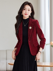 OE418: Áo khoác nữ vest đỏ rượu vang thời trang cao cấp cho nữ