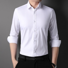 OE252: Áo sơ mi dài tay màu trơn cho nam cao cấp phong cách Hàn Quốc thời trang công sở