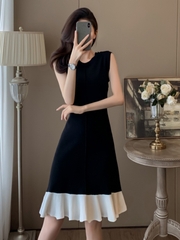 OD613: Váy len không tay đẹp màu đen sang trọng cao cấp kiểu Pháp