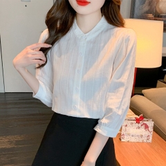 OD039: áo sơ mi nữ coton dài tay thêu