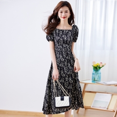 OD571: Đầm hoa cổ vuông cao cấp thanh lịch