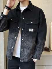 OE153: Áo khoác jean denim họa tiết màu gradient nam cao cấp